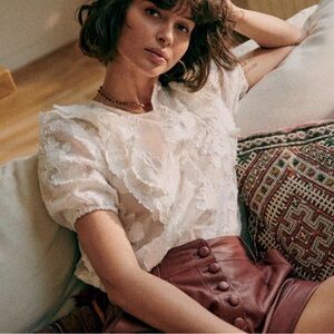 Blouse Jordanna, White Ruffled Sézane Top